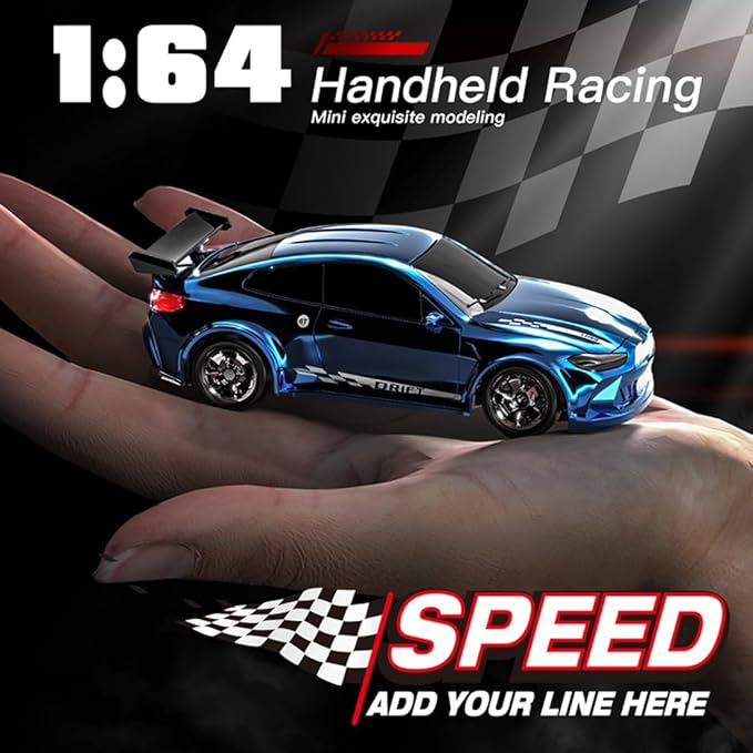KF20 1:64 Scale Mini Drift RC Car with Full Proportional RTR 2.4GHZ Remote Control for Desktop Racing (Blue)