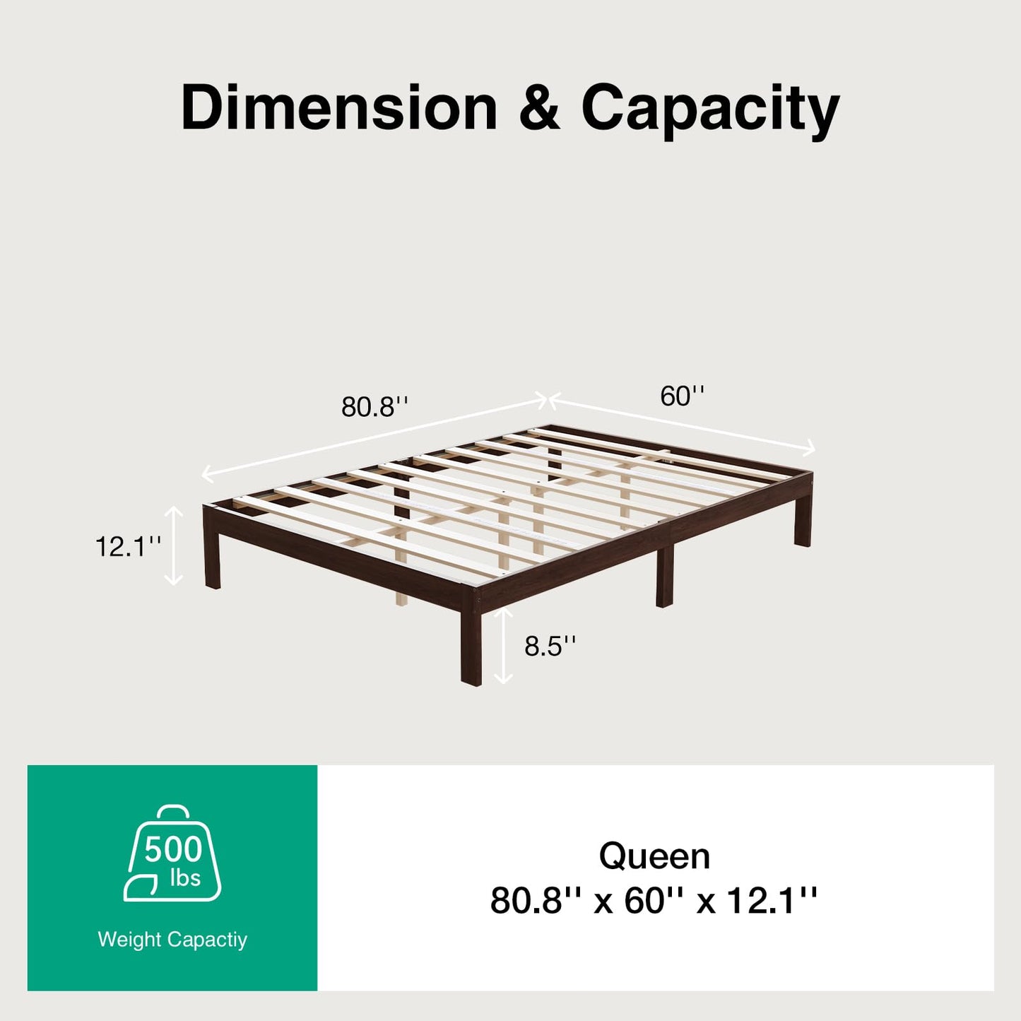 Novilla 12 Inch Wooden Queen Bed Frame, Classic Solid Wood Platform Bed Frame Queen Size, Sturdy Wood Slat Support, No Box Spring Needed, Easy Assembly, Walnut
