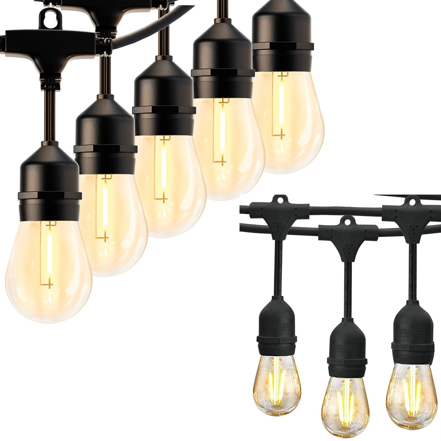 Svater 48FT 2W Outdoor String Lights with 150FT 1W Outdoor Led String Lights