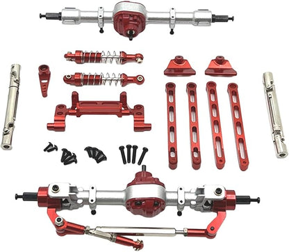 RC Car Upgrade Parts Front and Rear Assembly Kits Metal for MN82 LC79 MN78 1/12 Scale RC Hobby Car Red 15x20x5cm