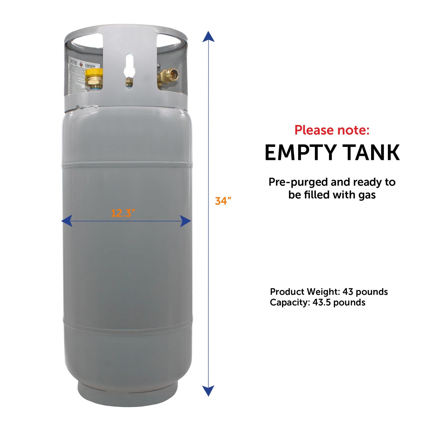 Flame King 43.5LB Steel Forklift Propane Tank with Gauge, DOT and TC Compliant, Rugged-Designed, Larger Than Standard Forklift Tanks