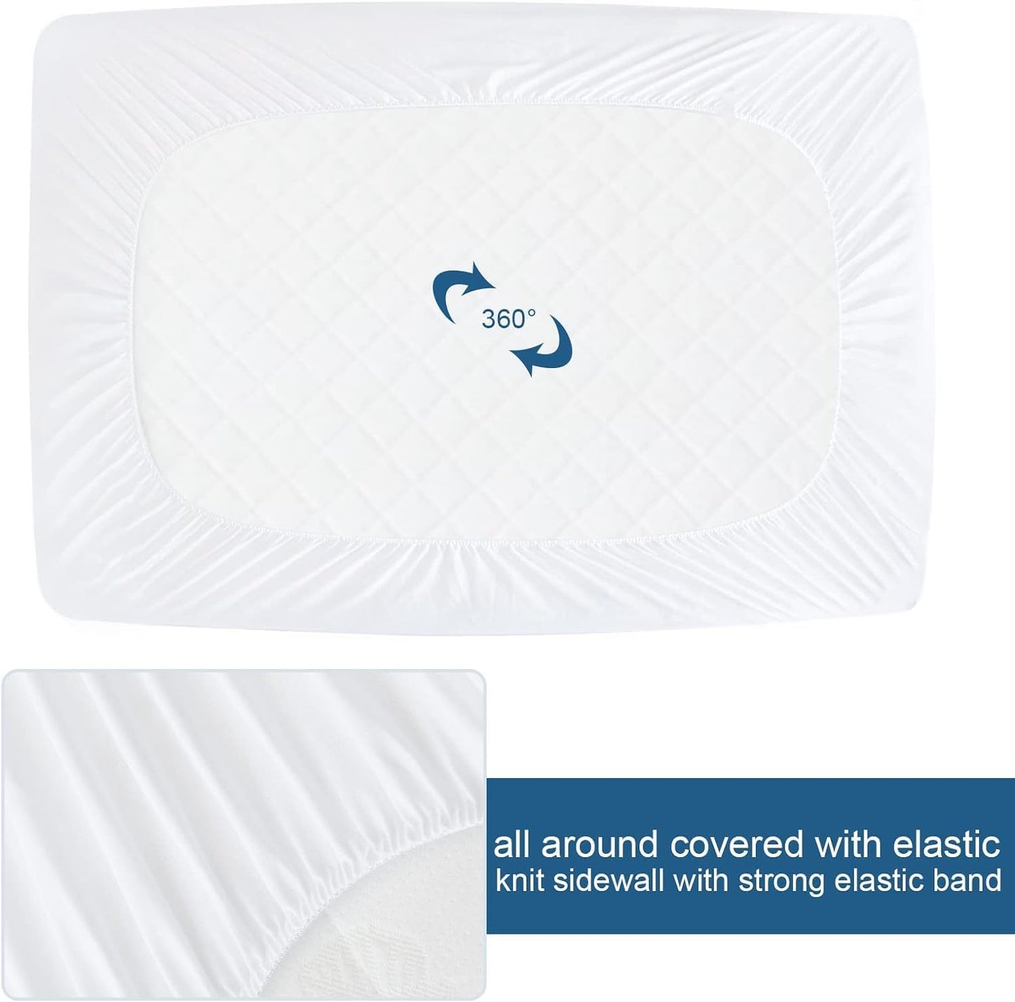 Skiennix Split Top King Mattress Protector - Waterproof & Breathable Terry | 78''×80'' Up to 18'' Depth