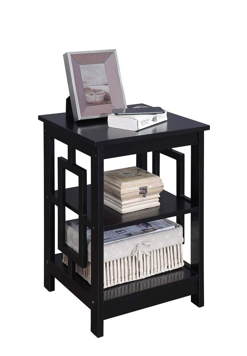 Convenience Concepts Town Square End Table with Shelves, Black