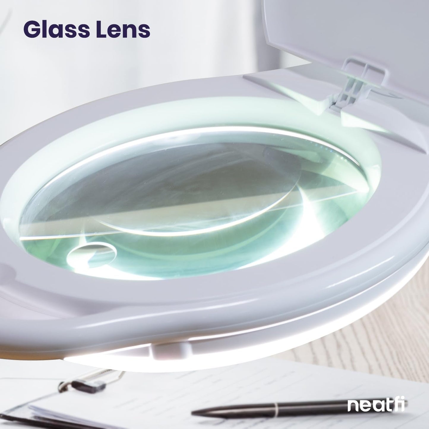 Neatfi Elite XL HD LED Magnifying Lamp | 7-Inch Lens | 1.75X + 4X Magnification | Dimmable | 3 Light Modes (3000K / 4000K / 6500K) | Adjustable Arm | Glare-Free (White-2, 7-inch Lens, CCT with Clamp)