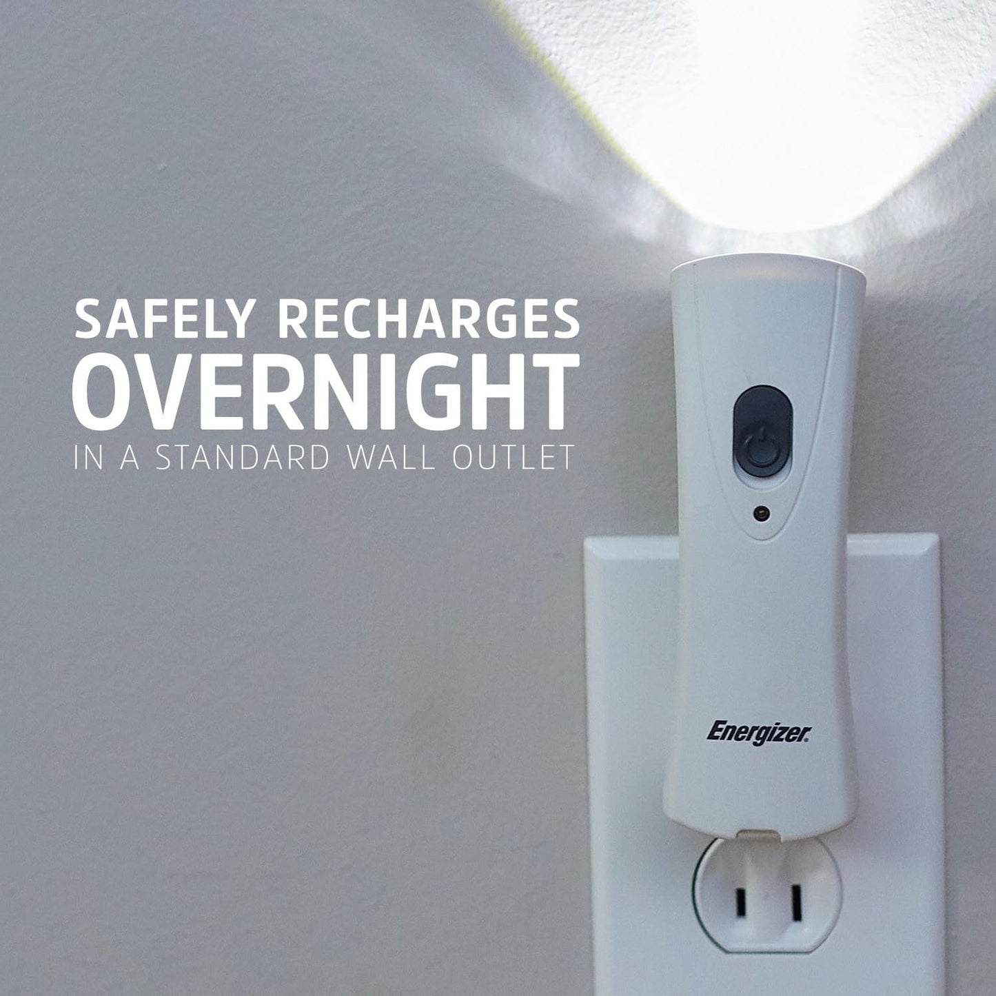 Energizer Auto-On LED Flashlights Rechargeable for Home Power Failure, Plug in LED Flashlight for Power Outage, Night Light, Hurricane Preparedness (Pack of 12)