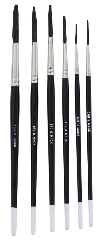 Andrew Mack Brush AM169-0-10 Series 169 Blue Squirrel and Black Synthetic Mix Quill Sizes 0-10 Pinstriping Brushes