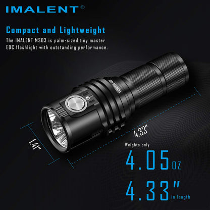 IMALENT MS03 Brightest EDC Flashlight 13000 Lumens, Cree XHP70.2nd LEDs Super Bright Led Rechargeable Flashlight, Suitable for Searching, Patrol and Fishing