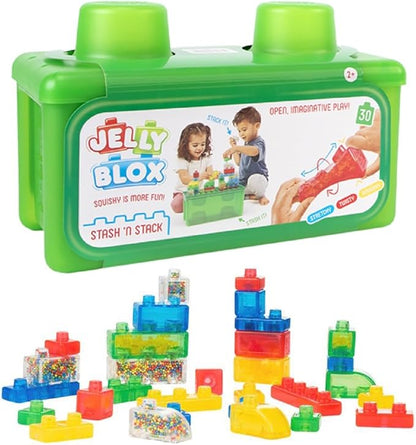Goliath Jelly Blox Stash 'N Stack 2-in-1 Storage Case | Toddler &amp Preschool Building Blocks Kids Can Squeeze Stretch Squish | MESH ACCREDITED | Safety Tested &amp Ouch-Free | Sensory Play for A