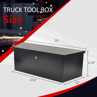 TBAPFS Black Steel Trailer Tongue Truck Box for Trucks Trailers RV ATV Pickup Trucks Flatbeds - 35 x 12.2 x 11.8 Inch
