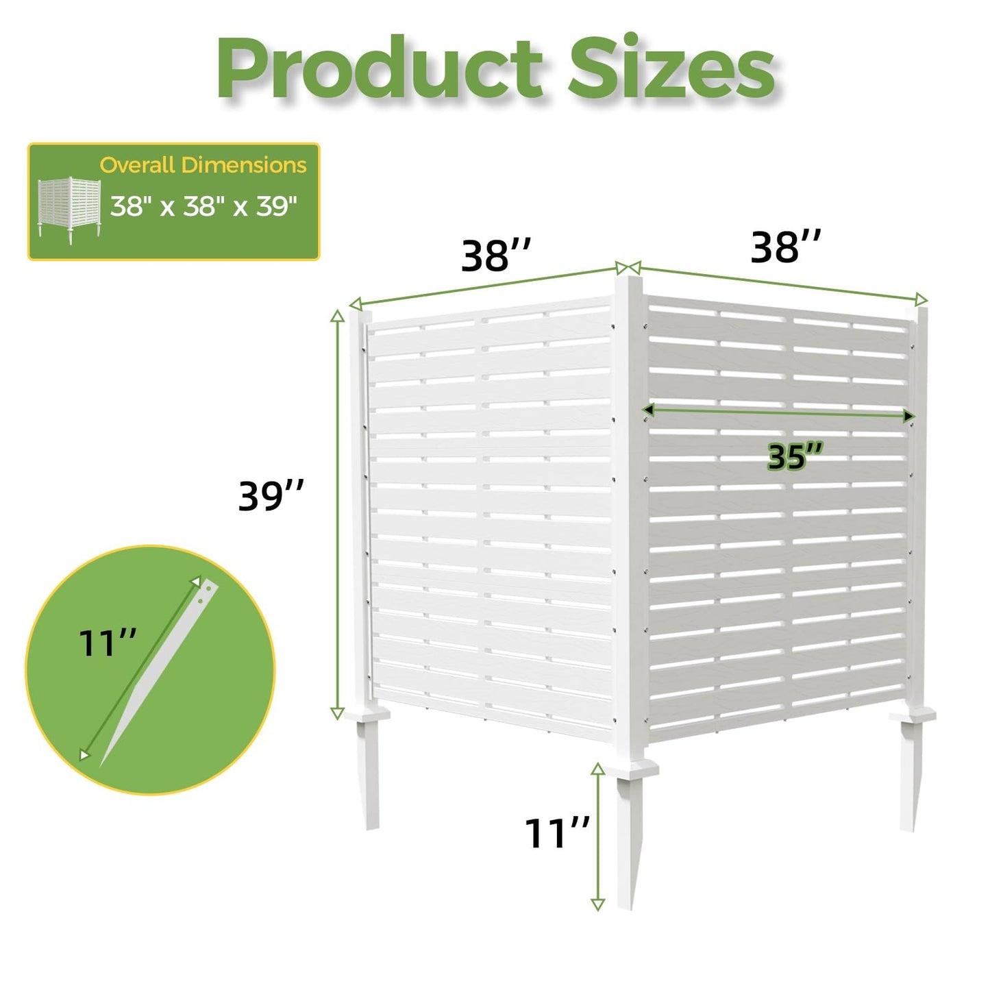 Diyfire Air Conditioner Fence Panels, 38" W X 39" H Pool Equipment Enclosure, No-Dig Outdoor Privacy Screen, Trash Can Enclosure, Decorative Garden Fences for Patio Lawn, White