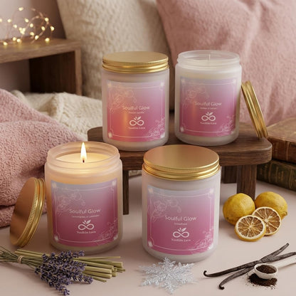 Scented Candles Set for Gifts, 4-Pack Soy Wax Jar Candles with Essential Oils, Long Burning Aromatherapy Candles for Women Mom, YuuKiin Luca Soulful Glow Gift Set for Birthday Mothers Day Housewarming