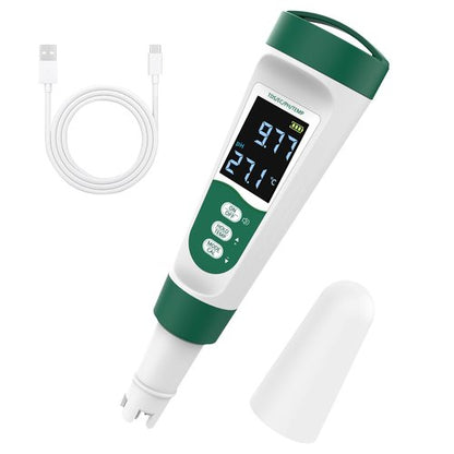 CANNABMALL 5-in-1 Digital PH Meter, with Voice Function, PH/TDS/EC/Temp/Salt Pool Salt Tester, Waterproof & Rechargeable Pen Meter for Swimming Pools, Fish Tank, Aquariums & Hydroponics
