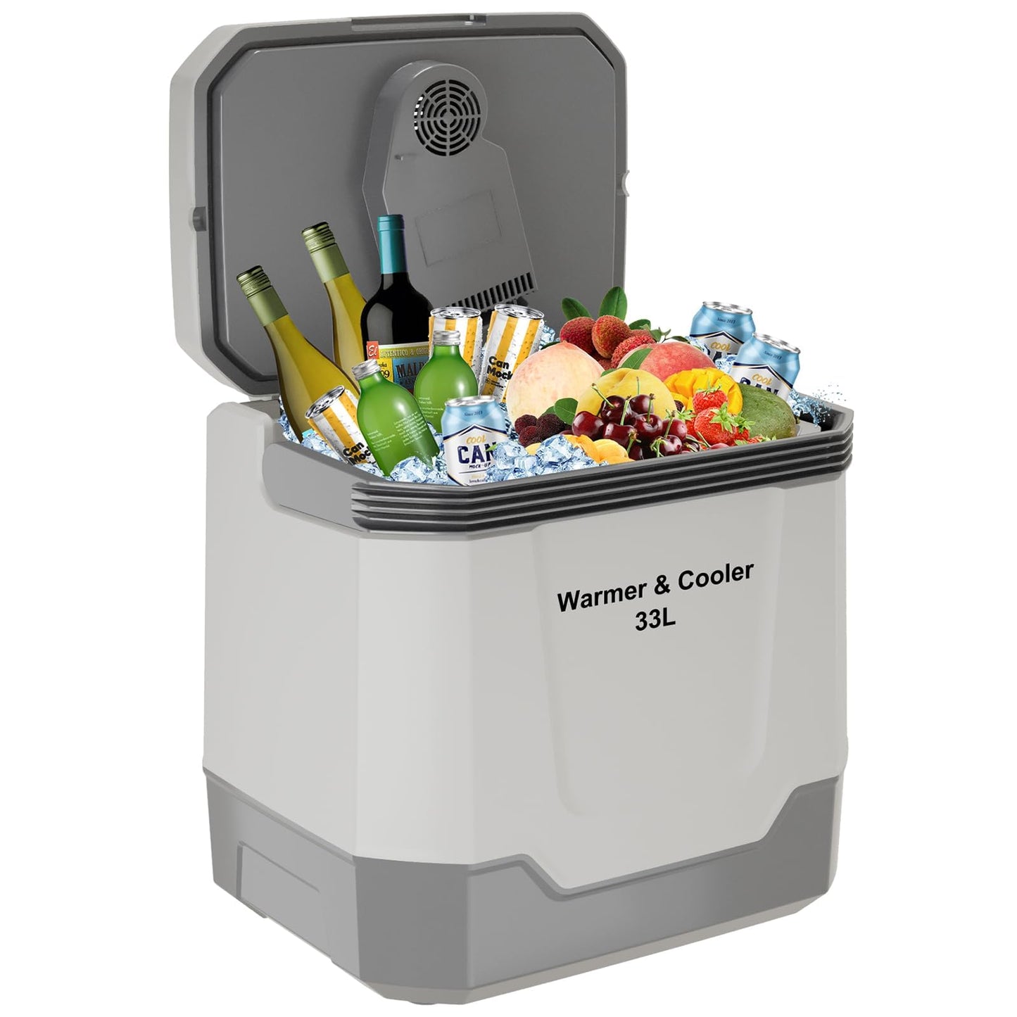 Takywep 35 QT Electric Cooler for Car, 12V/110V Portable Car Fridge Cooler & Warmer with AC/DC Power, 33L Car Refrigerator for Travel, Camping, Truck, Home Use, Gray