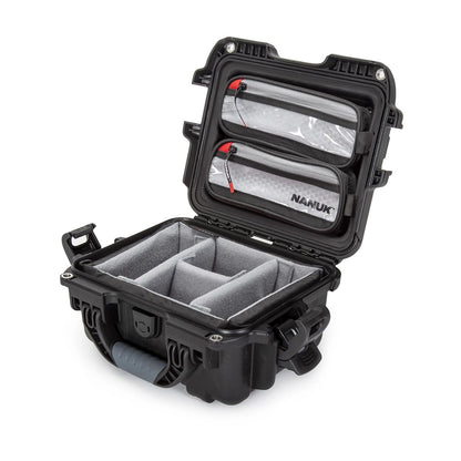 NANUK 905 Pro Waterproof Hard Case with 2-Pocket Lid Organizer and Padded Divider, Black