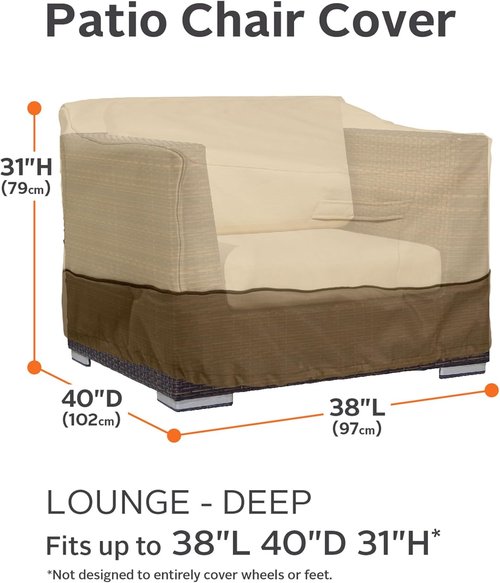 Classic Accessories Veranda Water-Resistant Patio Lounge Chair Cover - 38 Inch, 2-Pack