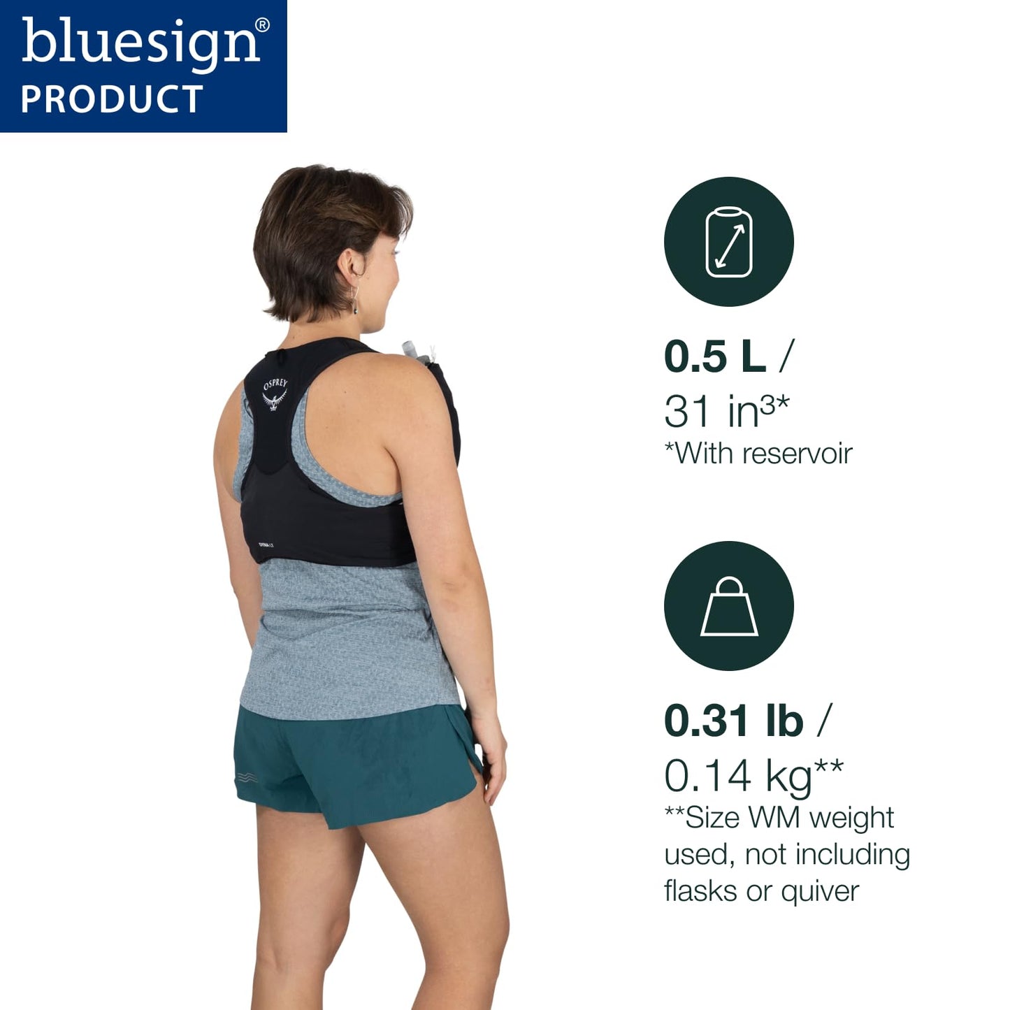 Osprey Dyna LT Women's Running Hydration Vest with Hydraulics Soft Flasks - Lightweight Water Pack with Pockets, Dawn Blue, Large