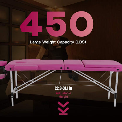BestMassage Aluminium Massage Bed Portable Massage Table 24 inch Wide Lash Bed Height Adjustable 3 Folding with Non-Woven Bag for Spa Footmassage Facial CareSpa Tattoo