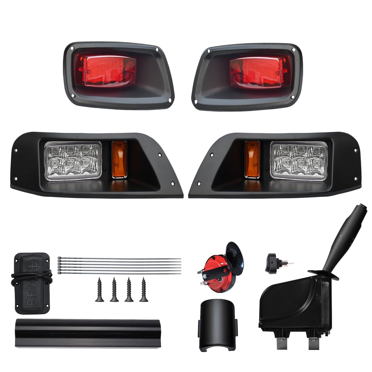 Shu-Ran Golf Cart LED Light Kits for EZGO TXT 1996-2013 Carts (12V), Super Bright Golf Cart Headlight Tail With Turn Signals Kits, Brake Lights, Hazard Light Switch, Horn