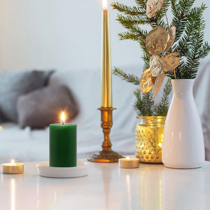 2"x3" Green Pillar Candles, Hand-Poured Candles Set of 12, Emergency Candles, Dripless Pillar Candles for Weddings, Parties, Halloween, Church, Home Décor