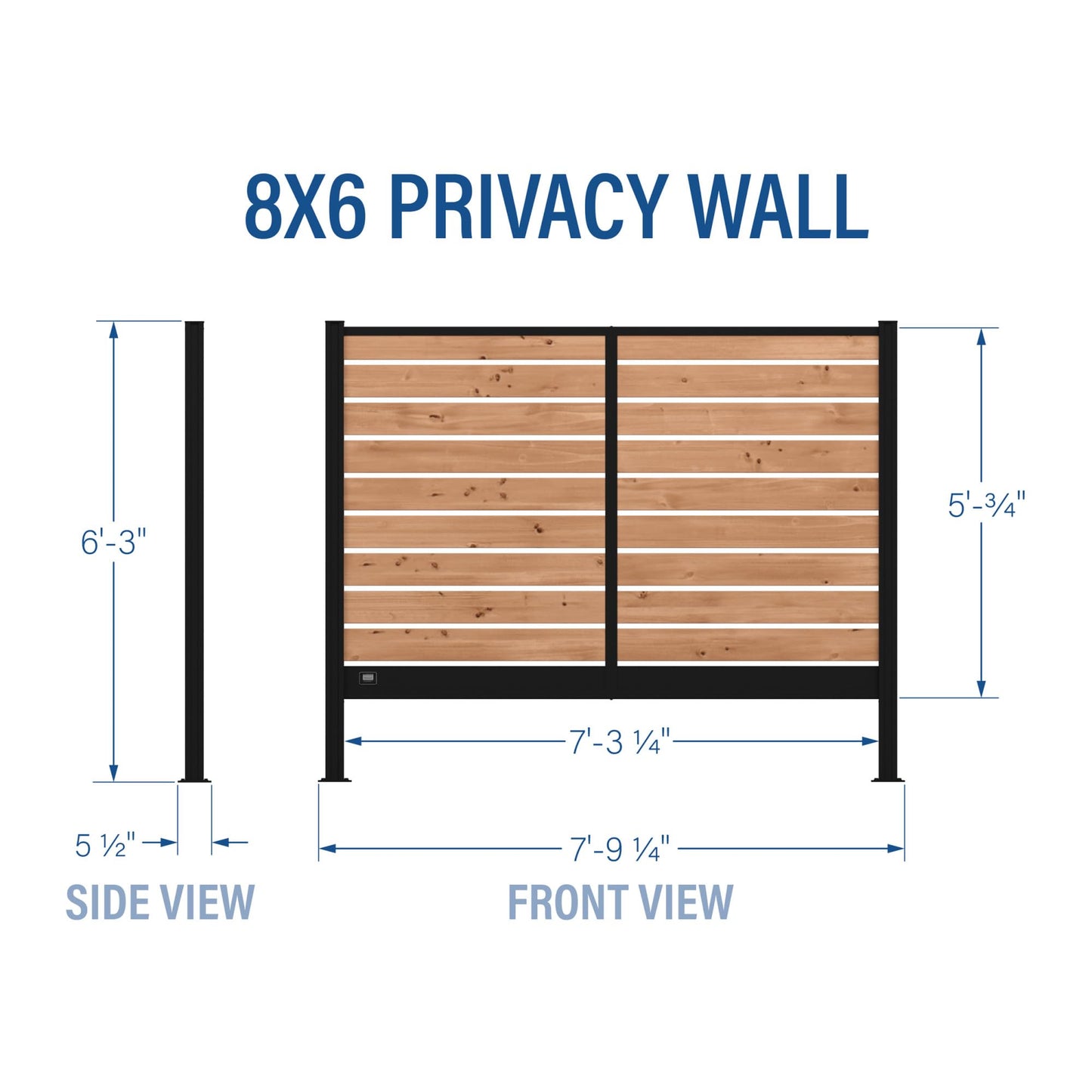 Backyard Discovery 8' x 6' Cedar Wood Outdoor Privacy Screen Wall with Durable Aluminum Metal Posts, Easy Assembly, Decorative Privacy Fence Panel for Secluded Deck, Patio, Balcony, Terrace, Hot Tub