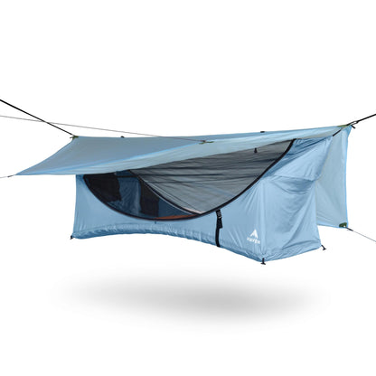 Haven Tent XL Lay-Flat Hammock Tent (Sky Blue) – Large Hammock Tent w/Mosquito Net – Includes Insulated XL Pad & Waterproof Rainfly