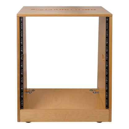 Sound Town DIY Solid Baltic Birch Plywood Slanted 12U Studio Rack, Golden Oak, Rubber Feet, Casters (SDRK-12T)