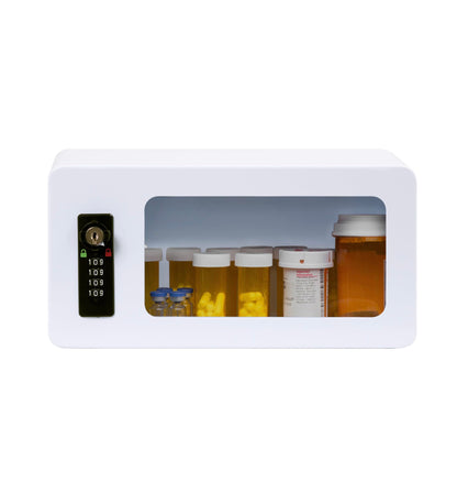 Small Medicine Lock Box with Keypad Combination Lock – Wall Mount Cabinet or Fridge Safe Storage for Insulin, Prescription Medications, and Medical Supplies (Combo-Lock)