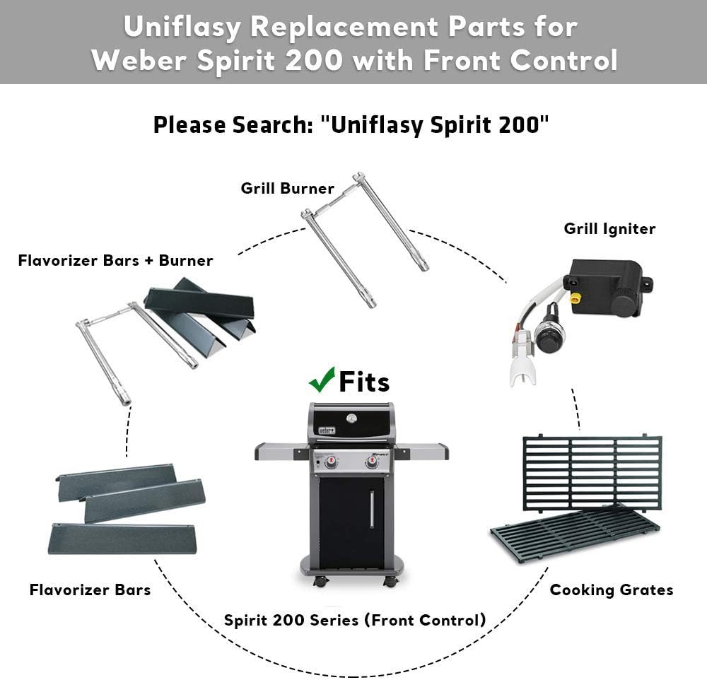 Uniflasy Flavorizer Bars & Grill Burner Tubes for Weber Spirit I & II | 15.3 Inch Replacement Parts