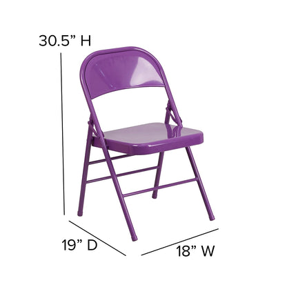 Flash Furniture Metal Folding Chairs, Impulsive Purple (Pack of 2)