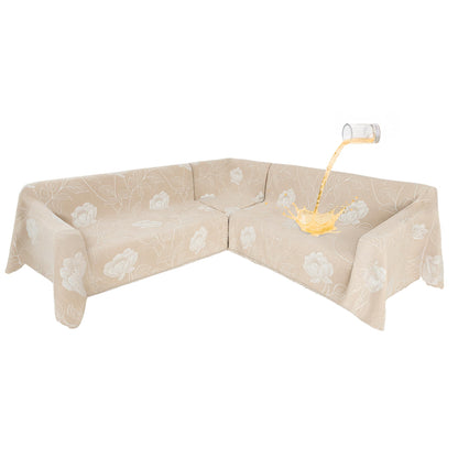 SYJOVIA 1OO% Waterproof Sectional Couch Covers for Dogs L Shaped Corner Sofa Cover Washable Chenille Sofa Slipcovers Blanket Modern Jacquard Pet Furniture Protector (91"x276", Beige Flower)