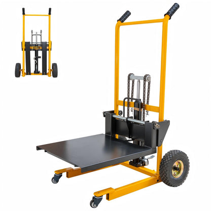 Foldable Hydraulic Material Lift Stacker, 450lbs 35.8" Max Lift, Portable Pallet Truck Dolly w/Swivel Casters, Adjustable Forks, Fork Lift Table Cart, Pallet Jacks & Trucks for Warehouse, Shop