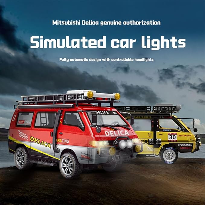 1:24 Scale RC Delica Van with Gearbox &amp Headlights 2.4Ghz Full Proportional 4WD RC Model Vehicle Remote Control Car for Adults &amp Hobbyists