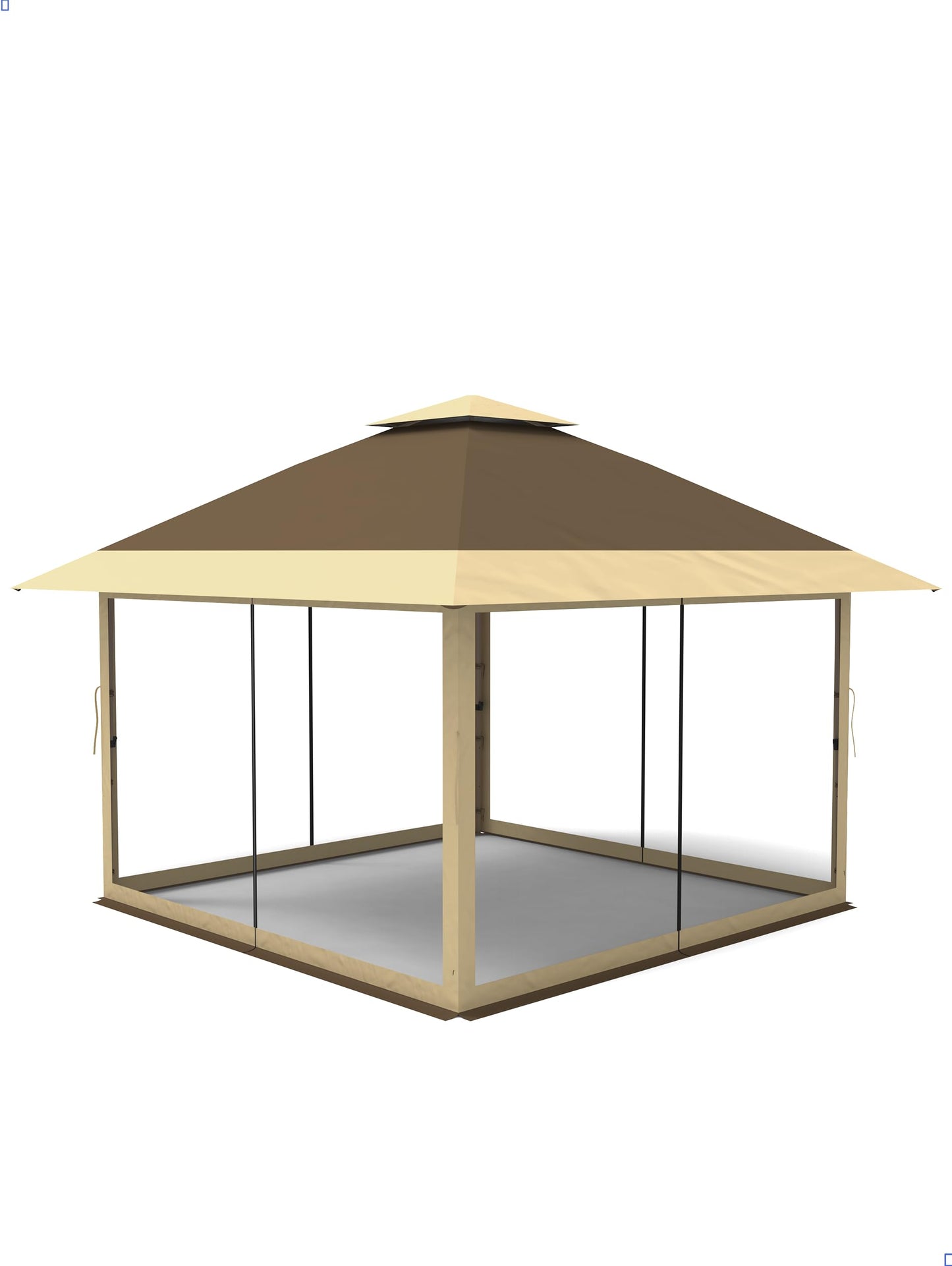 KYBOLT 12x12 Pop Up Gazebo Instant Canopy Tent with Netting 4 Stanbags Outdoor Shelter for Lawn, Garden, Backyard, Deck (Khaki + Dark Khaki)