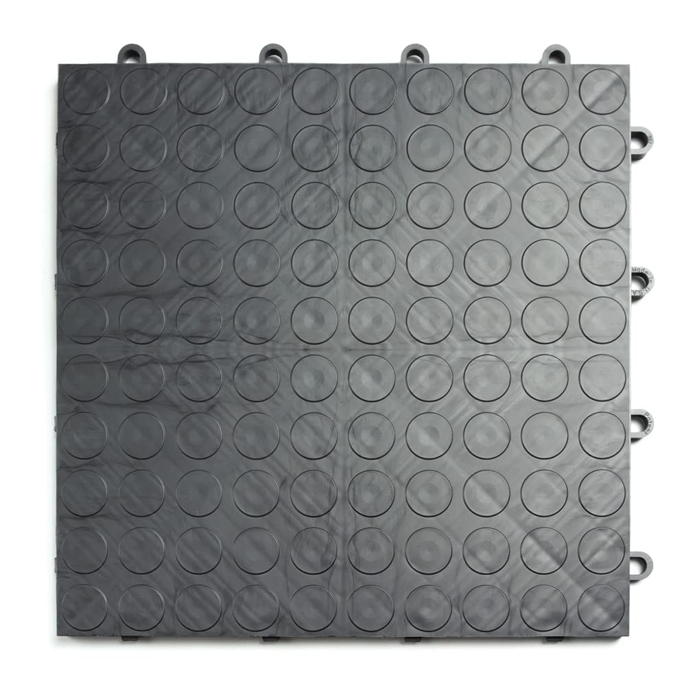 Big Floors GarageDeck Garage Floor Tiles, Interlocking Garage Flooring, Coin Pattern Non-Slip Heavy-Duty Copolymer Modular Tile (Graphite, 48 Pack of 12 x 12" Tiles, 48 Sq Ft)