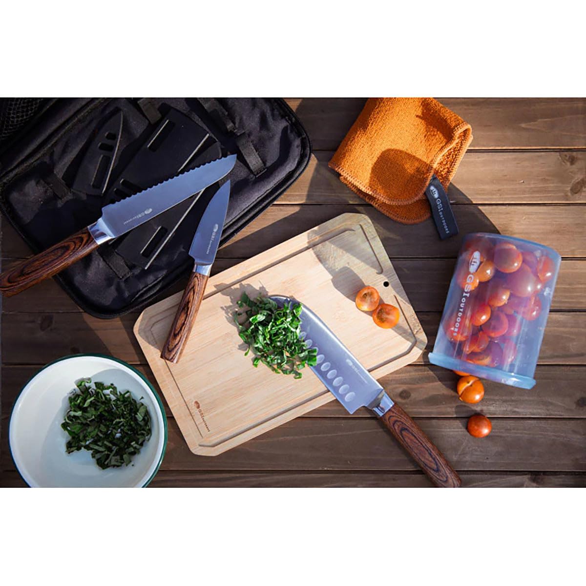 GSI Outdoors, Rakau Gourmet 3-Piece Camping Knife Set with Stainless Steel Blades and Waterproof Wood Handles, Perfect for Outdoor Cooking and Adventures