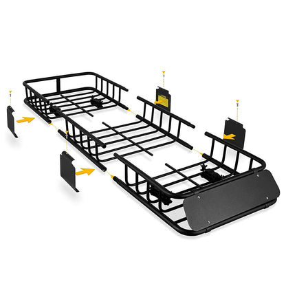 XCAR 64"x 23"x4" Skinny Roof Basket Cargo Carrier - Heavy Duty Steel Rooftop Cargo Rack - Automotive Top Mount Roof Racks for Car Truck SUV Luggage Camping Gear Storage Transport