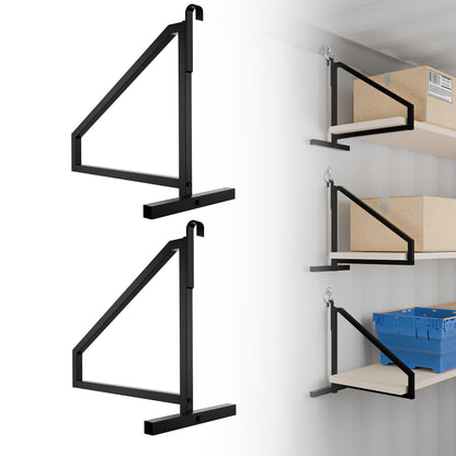 ZUIWAN Heavy Duty Shipping Container Shelving Bracket Kit (4-Pack) - 1-Tier Hanging Shelving Rack (19" D x 16" H), Universal Cargo Container Brackets