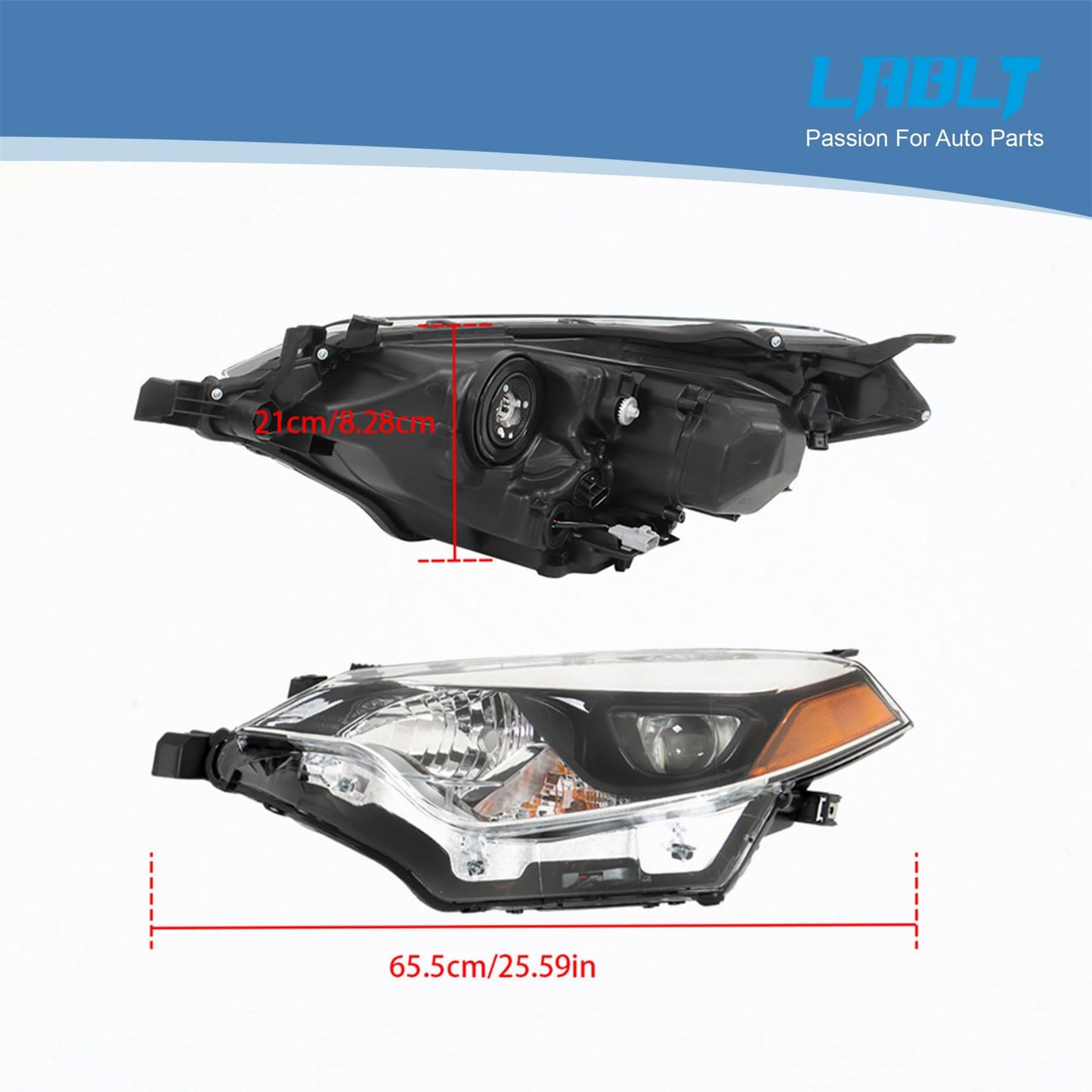 LABLT Halogen Headlight Left and Right Side Assembly Replacement for 2014 2015 2016 Corolla Headlight Pair Driver and Passenger Headlamps