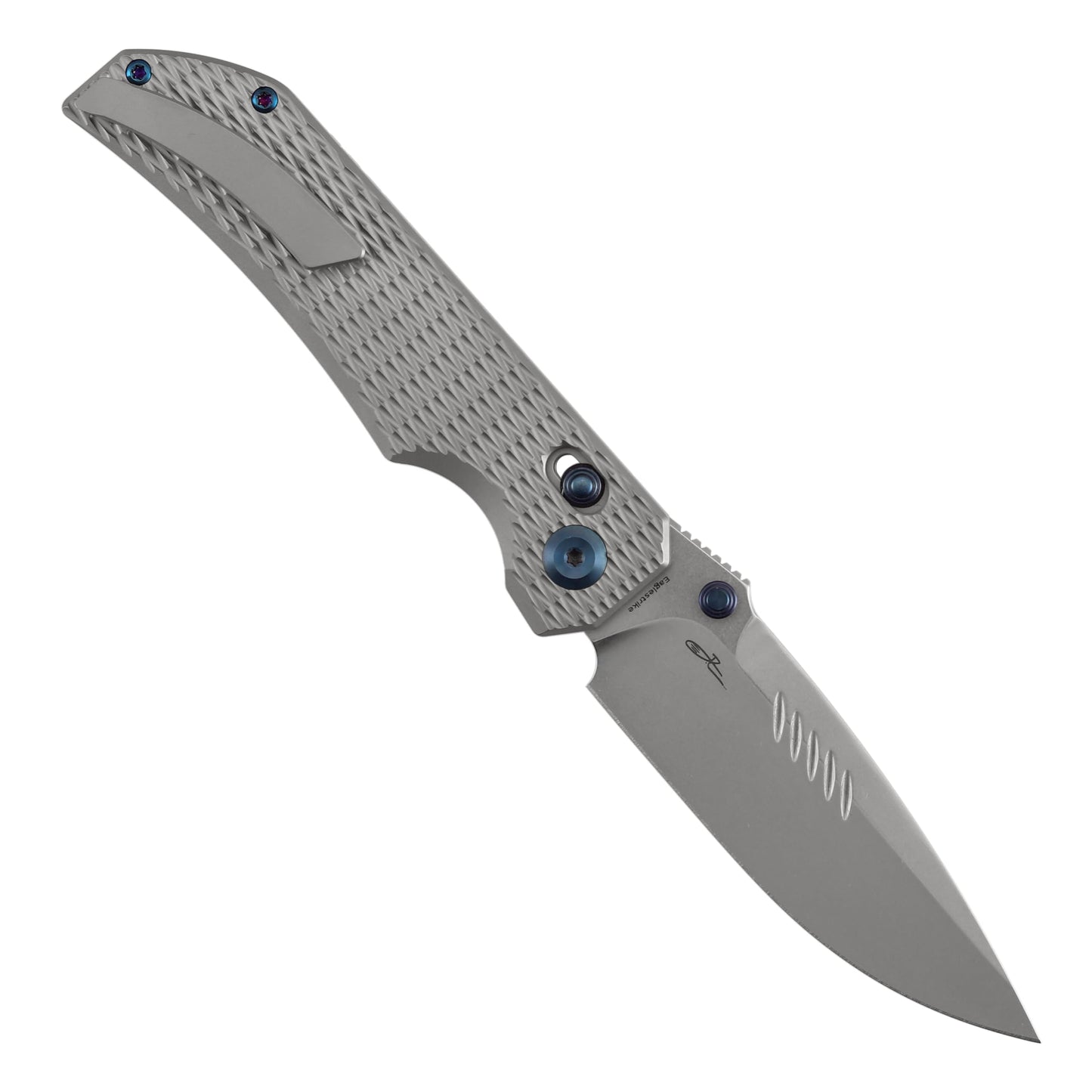 KANSEPT Eaglestrike Pocket Knife, 3.73" Stonewashed CPM S35VN Blade, Bead Blasted Titanium Handle with Diamond Pattern and Thumb Stud, Lock for EDC, Camping Hiking Survival, Gifts for Men K1095V4