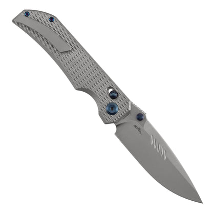 KANSEPT Eaglestrike Pocket Knife, 3.73" Stonewashed CPM S35VN Blade, Bead Blasted Titanium Handle with Diamond Pattern and Thumb Stud, Lock for EDC, Camping Hiking Survival, Gifts for Men K1095V4