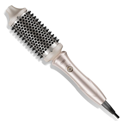 TYMO 2.0 Thermal Brush Curling Brush - STYLUX 1.7" Blowout Volumizer with Flexi-Fit for Hair Straightening, Heated Round Styler Tool, Hair Straightener and Curler 2 in 1, Dual Voltage & Light, Pink