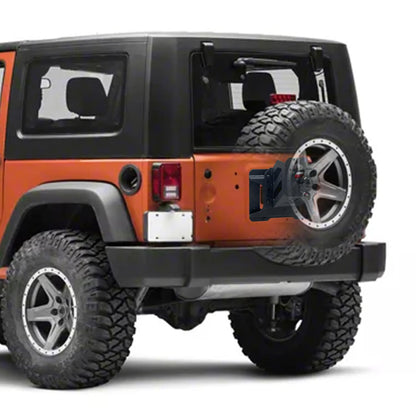 TIOYAR Adjustable Spare Tire Lift Compatible with 2007-2017 Jeep Wrangler JK JKU Unlimited Heavy Duty Spare Tire Carrier up to 43 inches Spare Wheel Holder Rack Mount Relocation