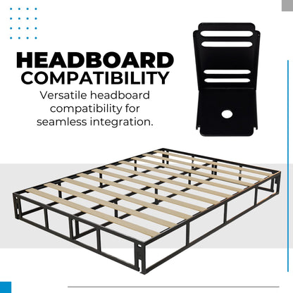 Boyd Sleep Full Size Omni Base 2-in-1 Metal Bed Frame or Foundation, Easy Assembly, Removable Legs, Heavy Duty Support, Headboard Brackets Included, Box Spring Alternative