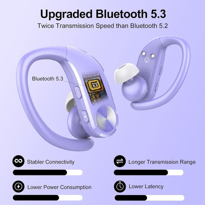 Ear buds Wireless Bluetooth Earbuds 2025 NEW Bluetooth 5.3 Sport Headphones 68Hrs Playtime with LED Display Powerful Bass Over Ear Earphones with Earhooks IP7 Waterproof USB C for Workout/Running