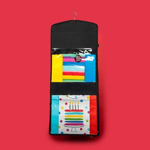 Joyful Moose Gift Bag Organizer - Christmas Wrapping Paper Storage Container | Black