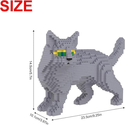 Larcele Cat Micro Building Blocks Animal Set DIY Mini 3D Building Toy Bricks Kit1131 Pieces KLJM-05 (Blue Cat)