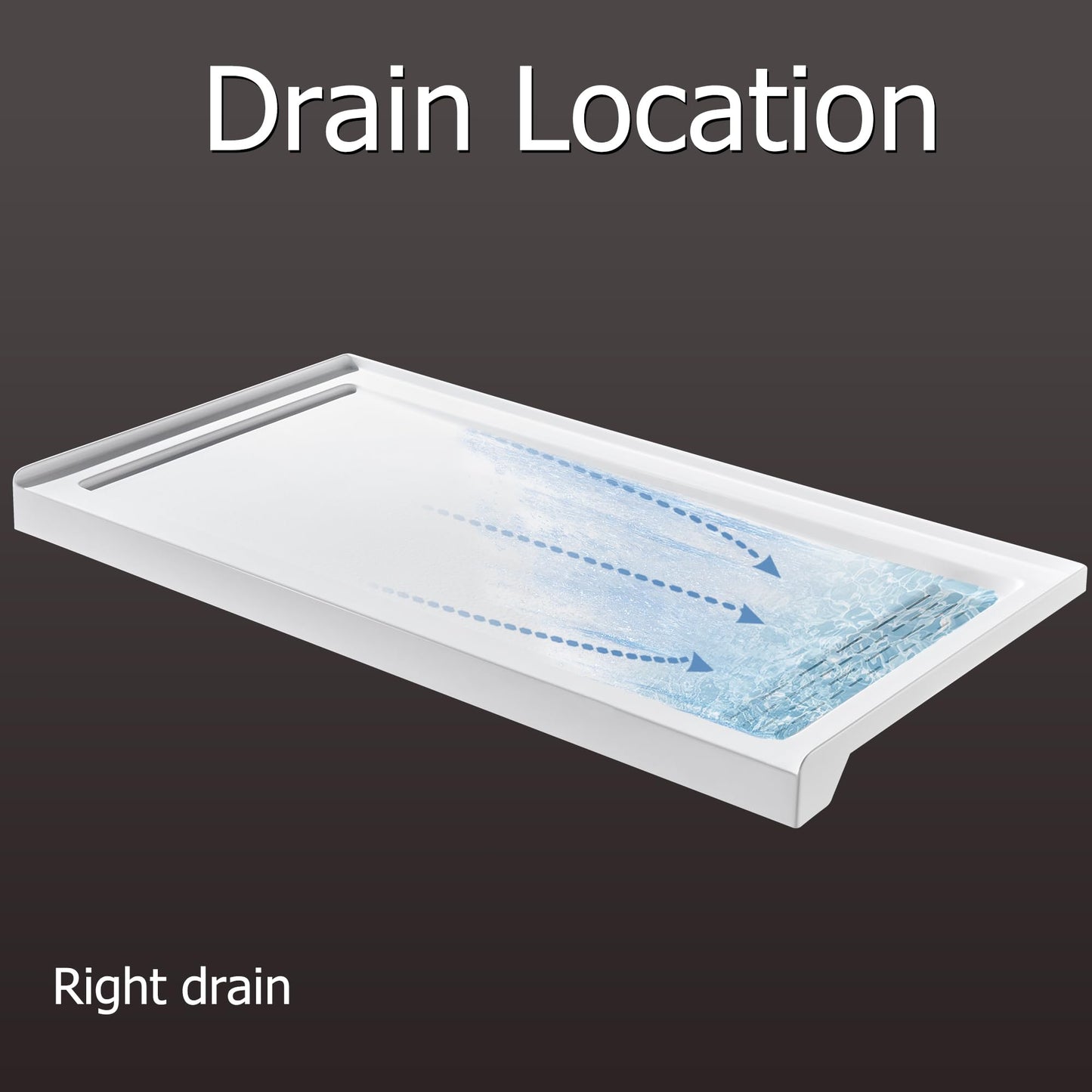 MORVANO Shower Base 60" x 32" Right Drain, Shower Pan Kit With Stainless Steel Cover, Non-Slip Acrylic in White, Brush Nickel for Bathroom
