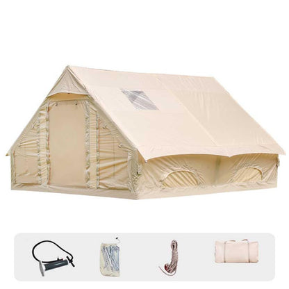 Inflatable Camping Tents with Hand Pump, Air Glamping Tents, Easy Setup Waterproof and Windproof Blow up Tent, 4 Seasons Oxford Cabin Tent with Mesh Window & Stove Jack. (13 * 10ft)