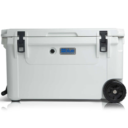 Blue Coolers Ark Series with Wheels 110 Quart, Roto-Molded Ice Cooler | Large Ice Chest Holds Ice up to 10 Days | (White)