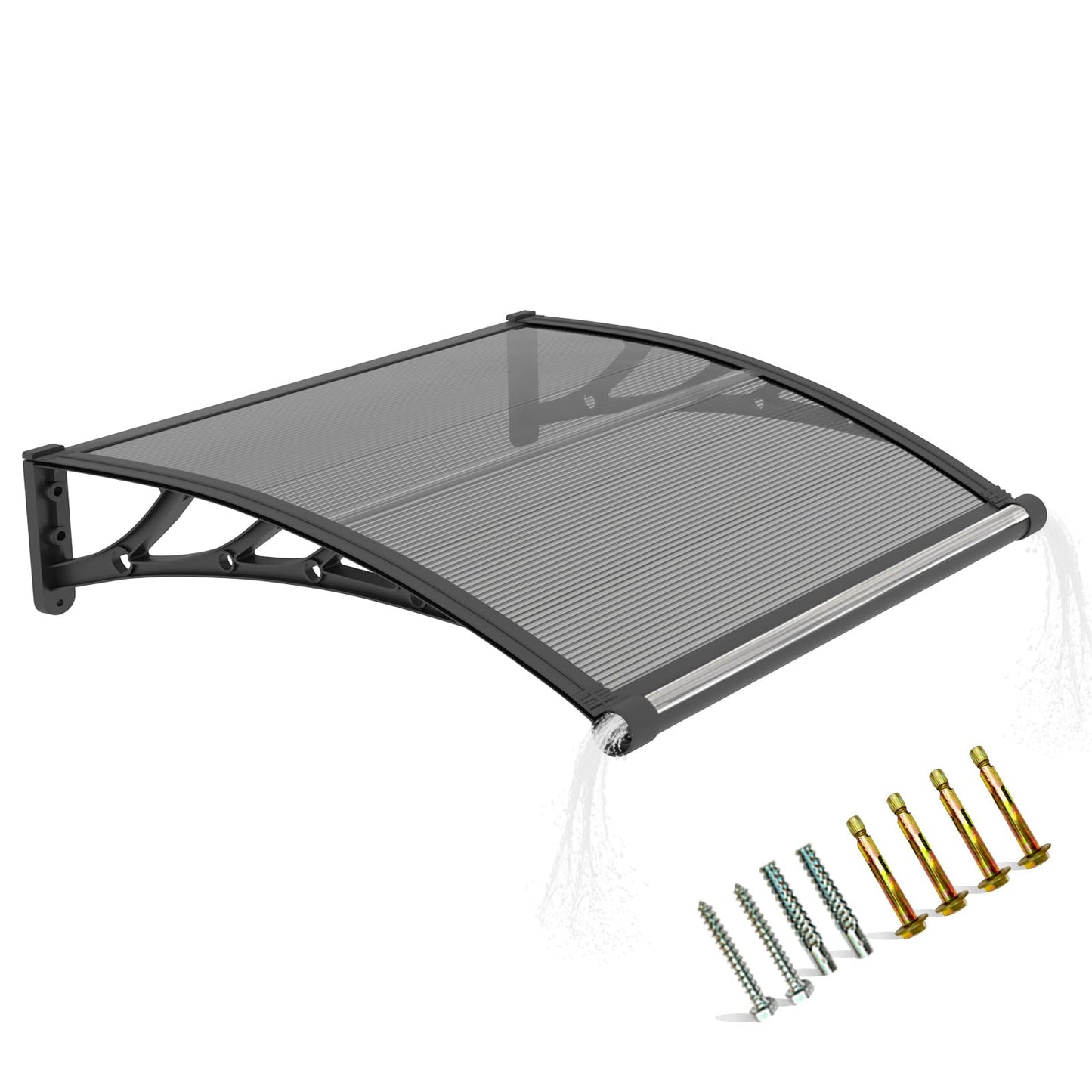 Outsunhom Awning for Door Entrance,32x48 Inch Polycarbonate Window Canopy Exterior with Drainage,UPF 50+ Rain Snow Sun UV Protection,Spliced Overdoor Awnings for Outside,Doors, Patio, Porch, Deck